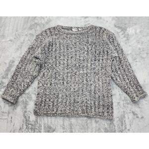 Vintage 90s Katherine Bishop Silk Mohair Wool Sweater Size M Chunky Cable Knit